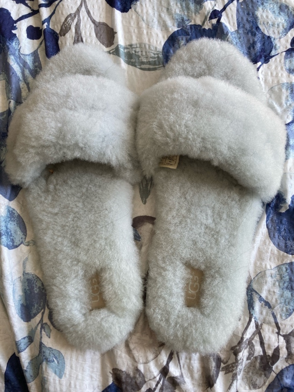 UGG Light Gray Sheepskin Slide Slippers